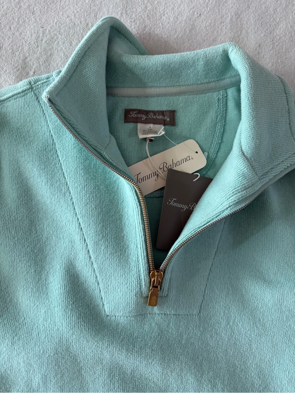 Tommy Bahama Light Aqua Quarter-Zip Sweater
